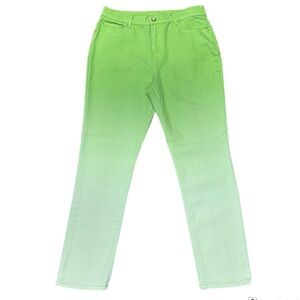 dg2 by diane gilman Classic Stretch Denim Pants Lime Green 12